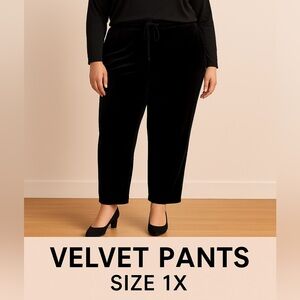 For Joseph Black Velour Pull-On Pants – Size 1X | Luxe Comfort